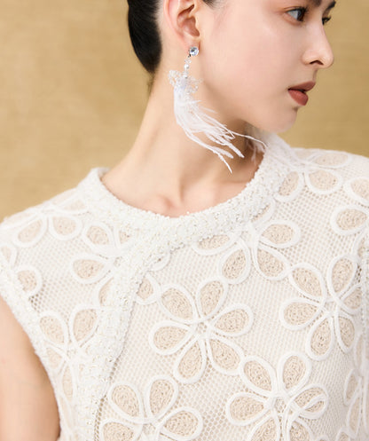 HECO Chinese style two pieces embroidered mesh spliced long dress - MAGIC.