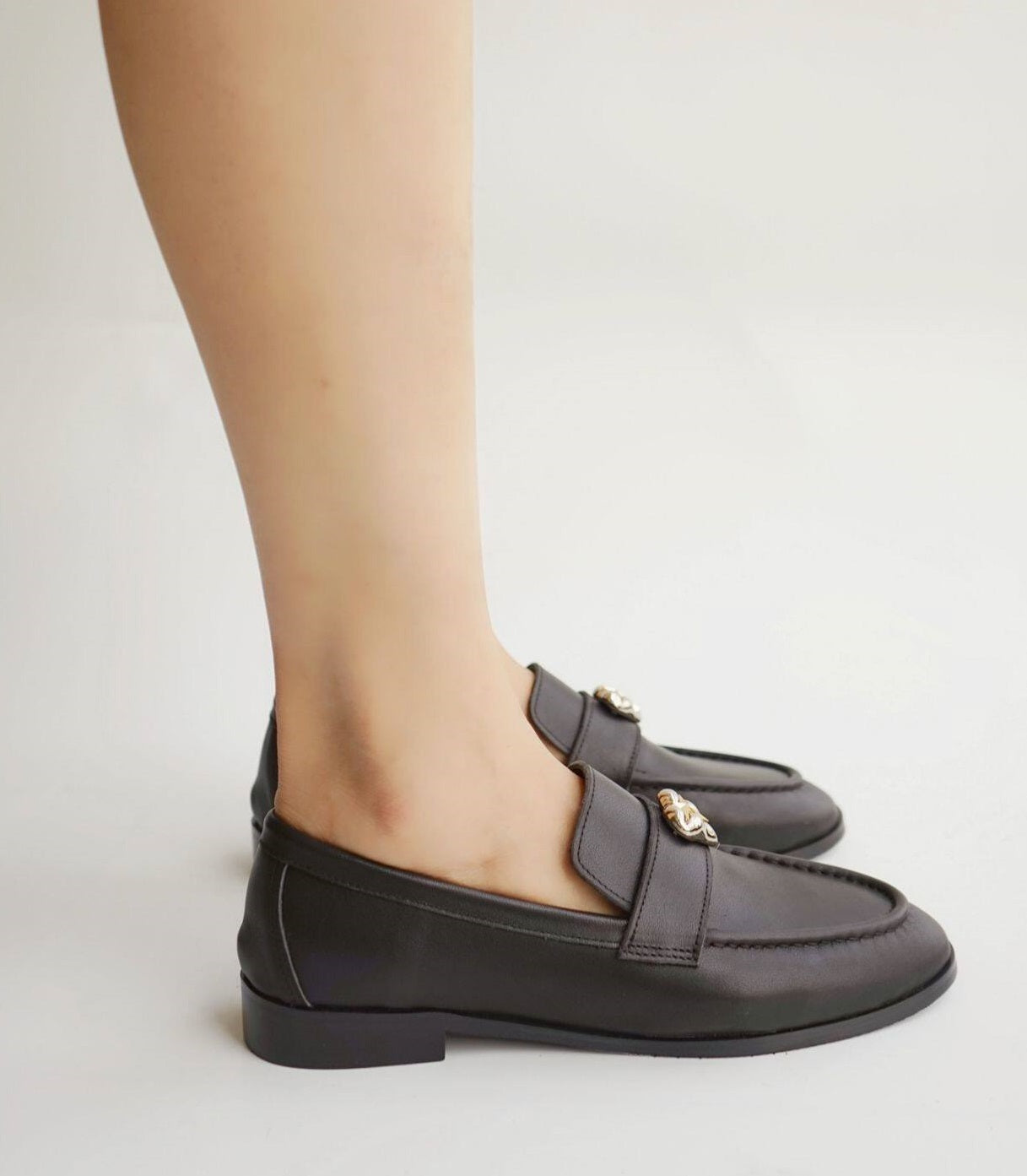 B-FEI classic black leather round-toe shoes-CHOJI.