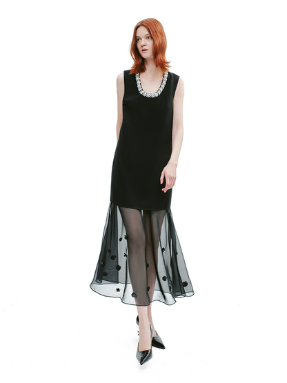 YES BY YESIR | Ye Qians Oriental Venus Dress with Diamond Chain Neckline-CELESTINA.