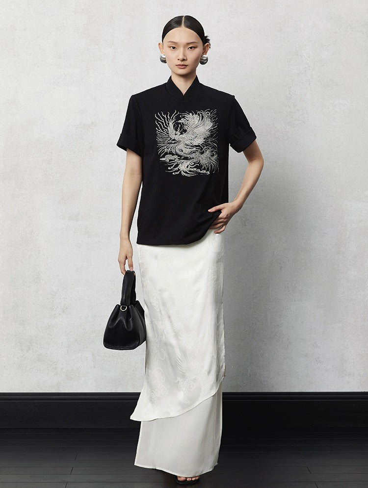 HECO acetate tulle high waisted cascading long skirt summer - lion.