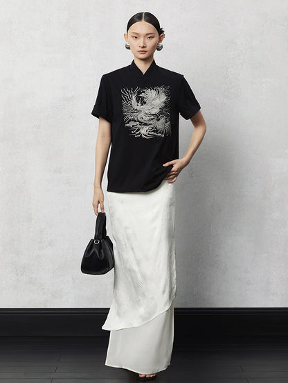 HECO acetate tulle high waisted cascading long skirt summer - lion.