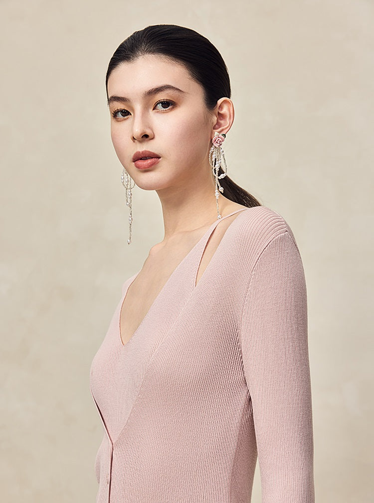 HECO Two Layered Knitted Long Sleeve Tops for Women - LIFE.