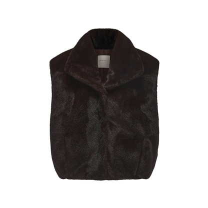 ATELIER MISS LU Retro Versatile Imitation Fur Vest - HONEY.