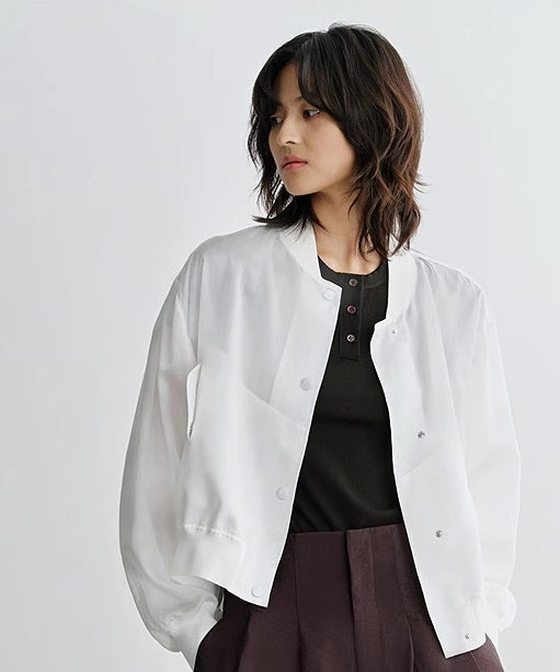 COMME MOI summer women's white cropped waist jacket - ELANOR.