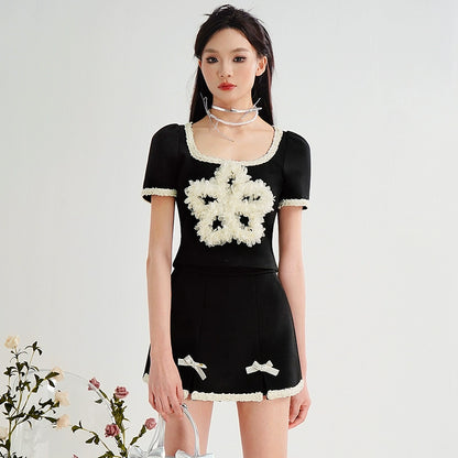 CHECOCRE Stubble Customer Fashion Xiaoxiang Knitted Suit Culottes  - MESSY