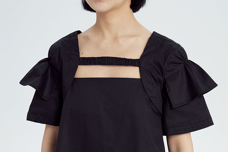 TINY IN double-sleeved vest two-piece women's two wear black Top-LIGHT