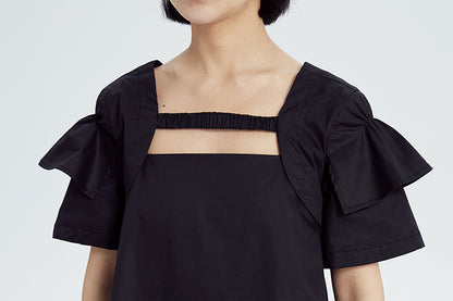 TINY IN double-sleeved vest two-piece women's two wear black Top-LIGHT