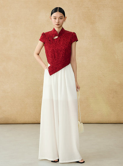 HECO Acetate High Waist Wide-leg Pants - TREY.