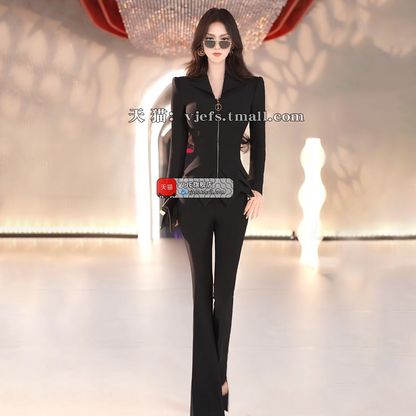 VJE  Slim Jacket High-waisted Two-Piece Set - MIC.