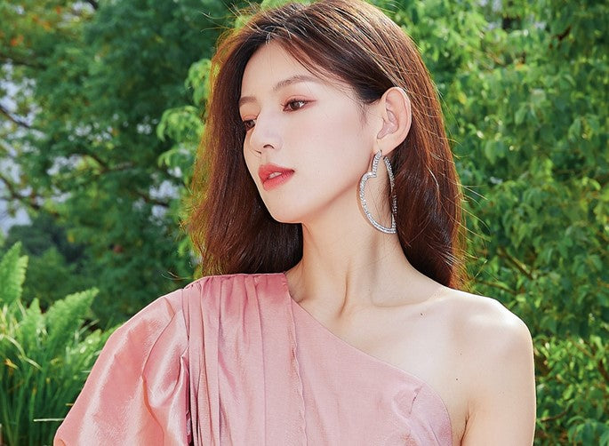 DOLLY Luxury Big Heart Full Diamond American Style Chic Earrings-LUNA