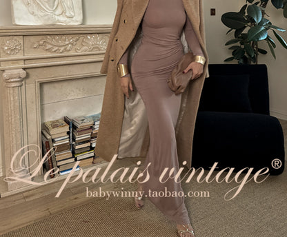 Le Palais Vintage Elegant Brown Aysmmetrical Wrap Short/ Long Dress-POA.