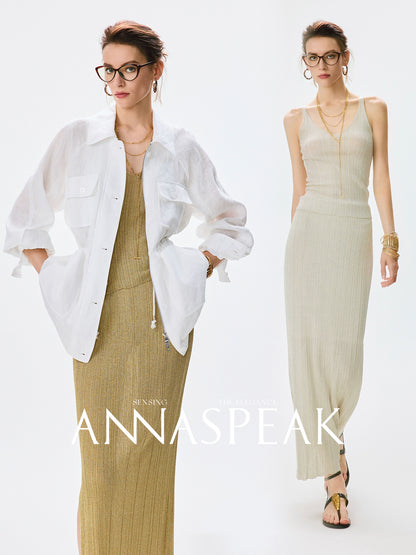 ANNASPEAK dry soft and cool VISCOSE pit strip suspender straight skirt set-CHOTA.