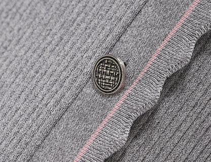 WANGXO | Custom Needle Matte Linen Stripes Slim Knitted Dress -SÉLI.