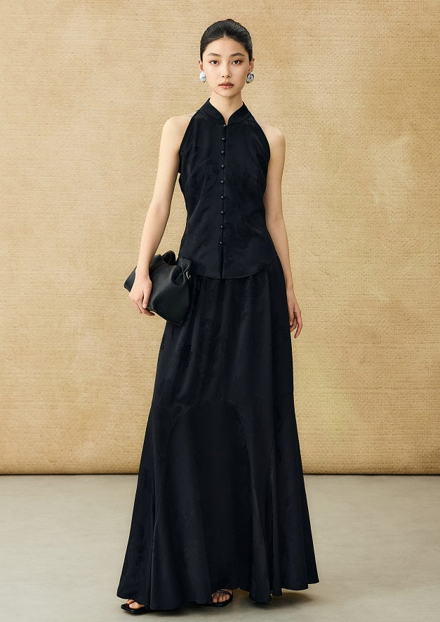 HECO Chinese Style Acetate Jacquard Elasticated High-waisted Fishtail Skirt - BETH.