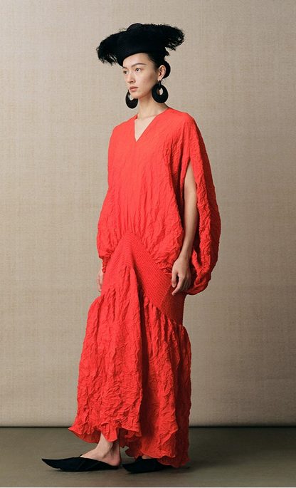 ZHUCHONGYUN  minimalist wrinkled long dress-ARIAH.