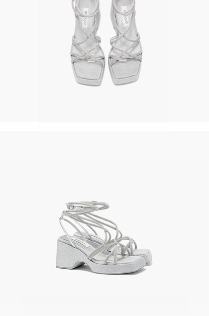 SHOESZOOO  Fairy Style Platform Block Heels - AQUA.