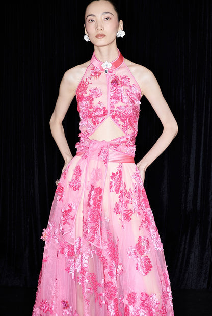 M essential Ma Kai designer falling flower embroidery nail bead lace-up top - PACK.