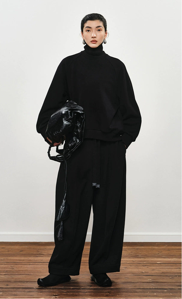ZHUCHONGYUN High Neck Loose pant and Sweatshirt outfit set -MATOU.