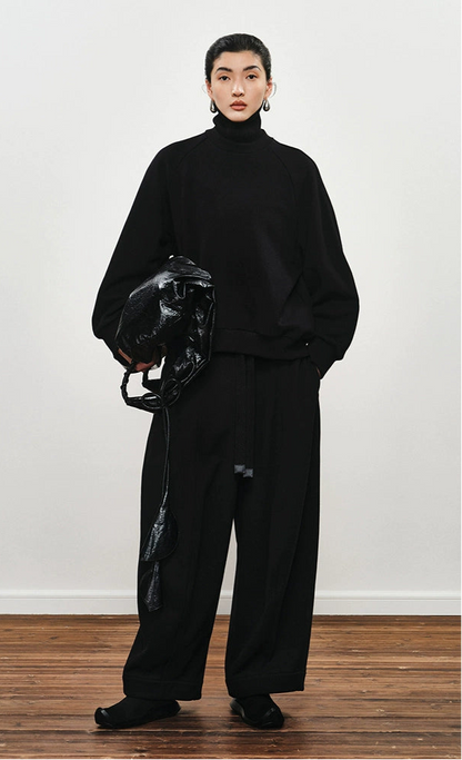 ZHUCHONGYUN High Neck Loose pant and Sweatshirt outfit set -MATOU.
