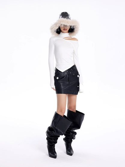 TINY IN irregular cut-out off-the-shoulder long-sleeved top-DIMO