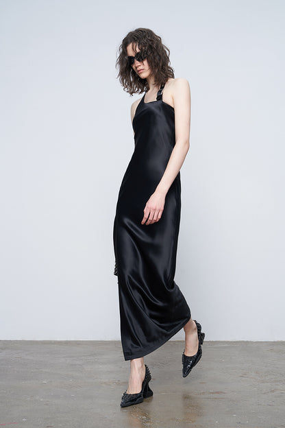ANNAKIKI black acetic acid slit sleeveless dress-JORDAN