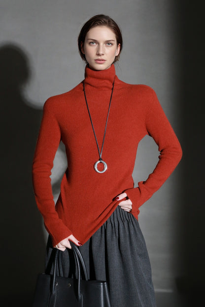 PIAOIN minimalist wool base layer women's turtle neck sweater top-GENA