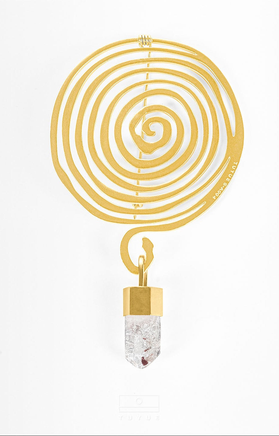 TUYUE Brass Gold Plated Energy Structure Natural Brooch Pendant- LUNA.