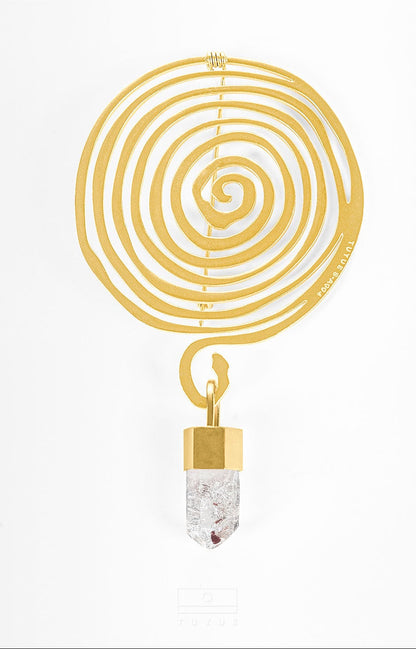 TUYUE Brass Gold Plated Energy Structure Natural Brooch Pendant- LUNA.