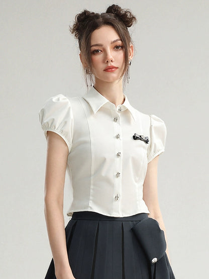 CHECOCRE Stubble sweet cool girly suit dark gray pleated skirt - MEDE.
