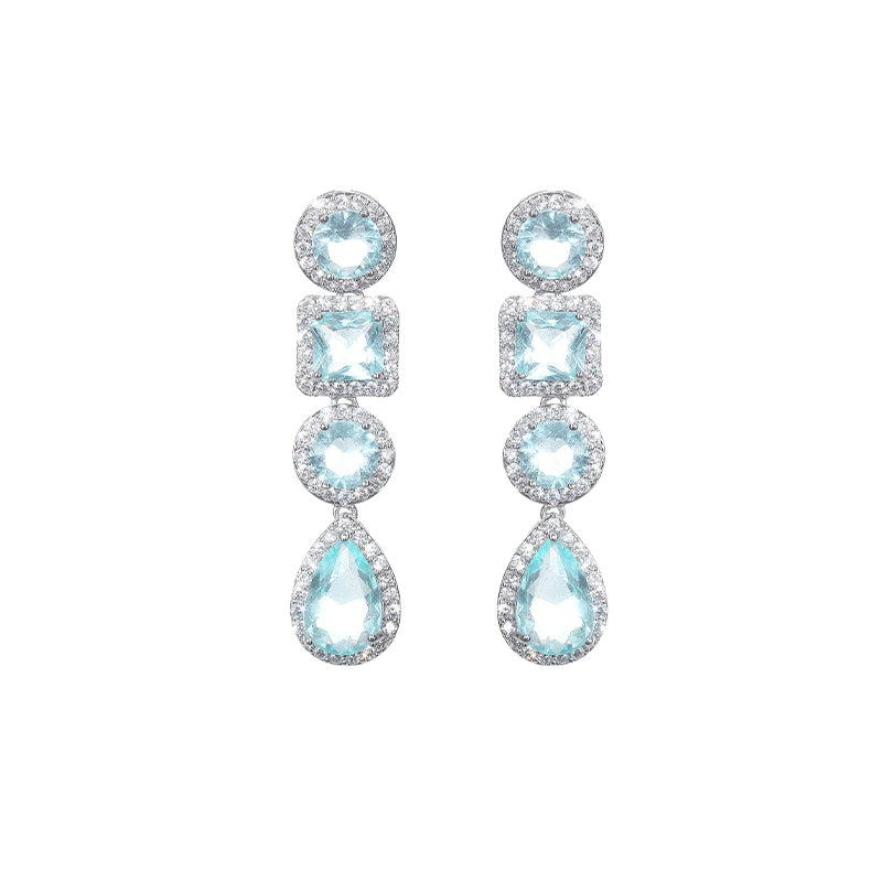 Wardrobes by Chen Luxury Diamond Drop Tassel Earrings-Moyo