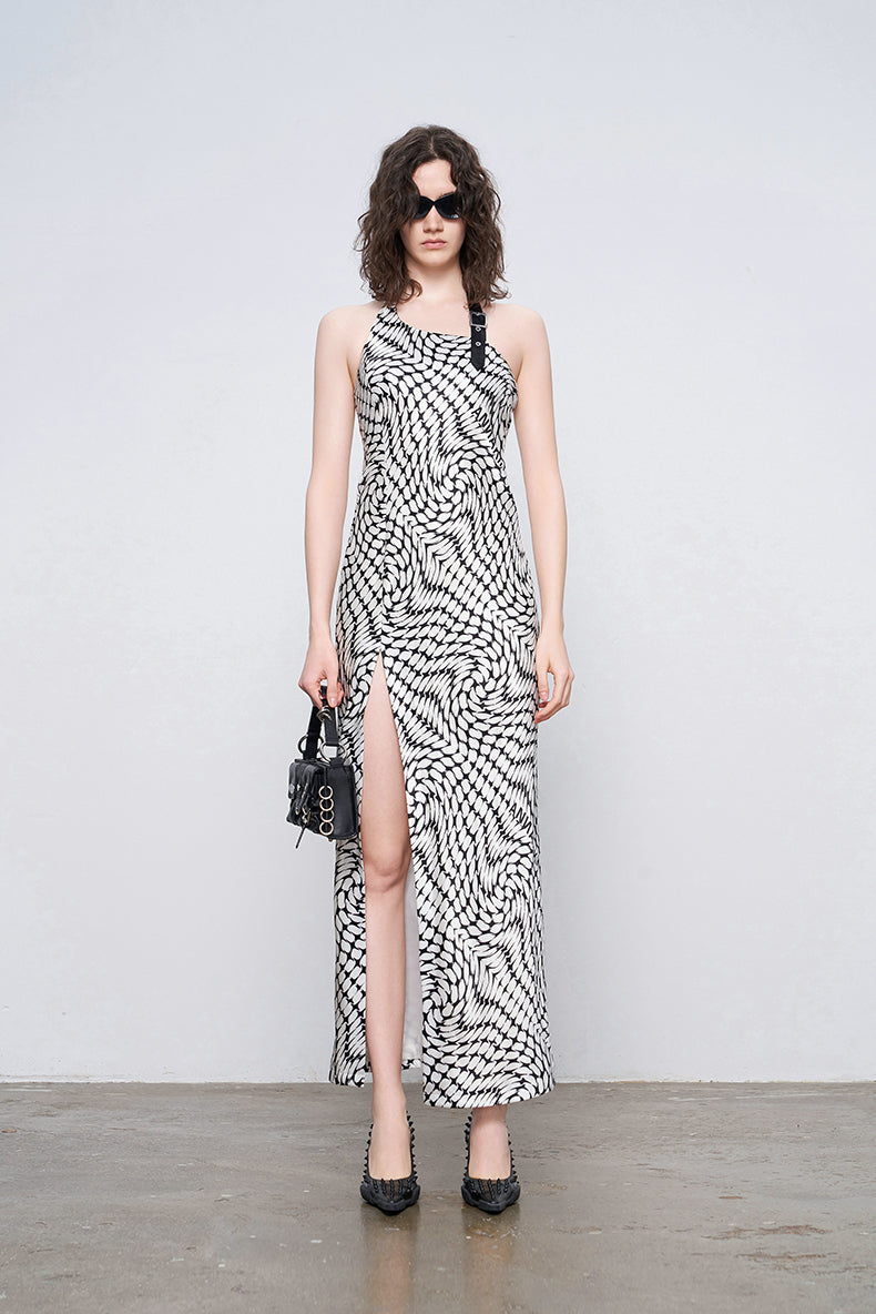 ANNAKIKI black acetic acid slit sleeveless dress-JORDAN