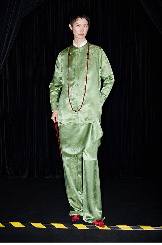 M essential Mackay luxury Jacquard stand-up collar shirt skirt pant set - eleven