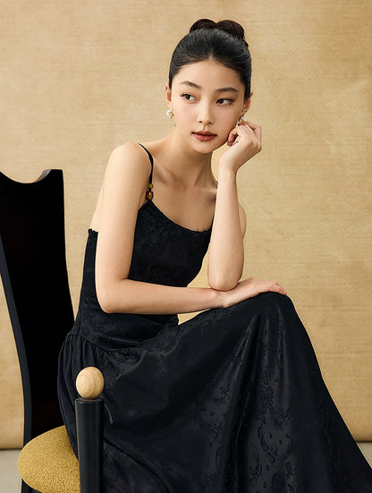 HECO Chinese Jacquard Halterneck Slip Dress  - KNO .