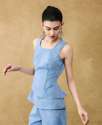 HECO Chinese women's summer blended glitter diamond I-shirt - SHADOW.