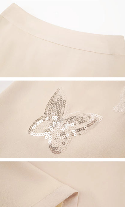 HECO Chinese butterfly bead embroidered slimming straight skirt - POLY.