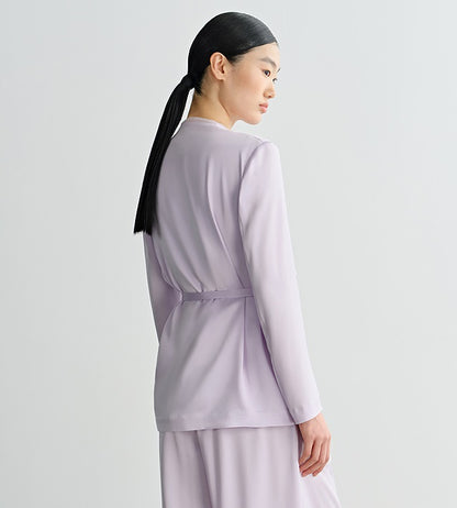 COMME MOI  Double-Sided Satin Lace-up Purple Straight top - NORA.