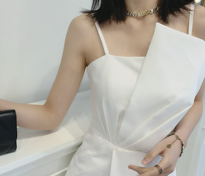 DOLLY Elegant Retro Style Sleeveless Tube Top Long Slit Business Dinner Dress-KIKE