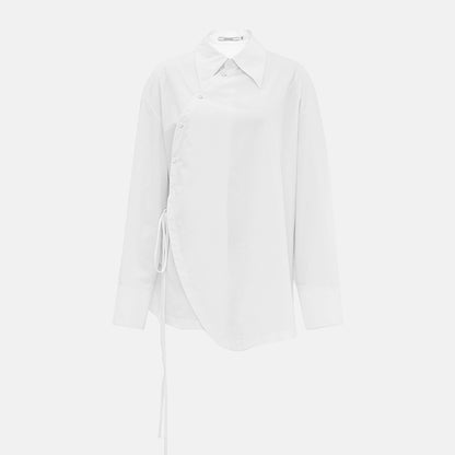 ZHUCHONGYUN white classic lapel long sleeve shirt-SHINJI.