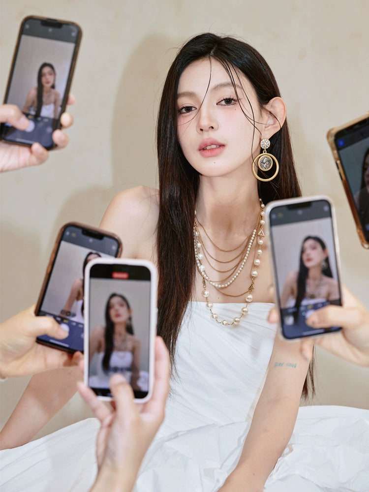 DOLLY Elegant White Tube Top Long Puffy High Waist Wedding Dress-GRACE  (V)