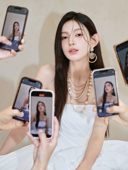 DOLLY Elegant White Tube Top Long Puffy High Waist Wedding Dress-GRACE  (V)