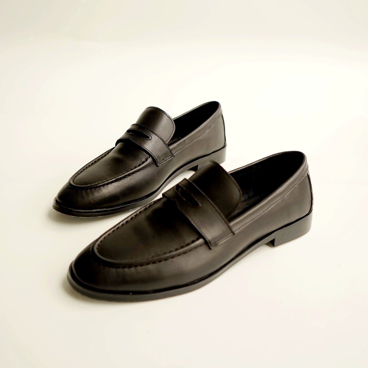 B-FEI classic black leather round-toe shoes-TENNY.
