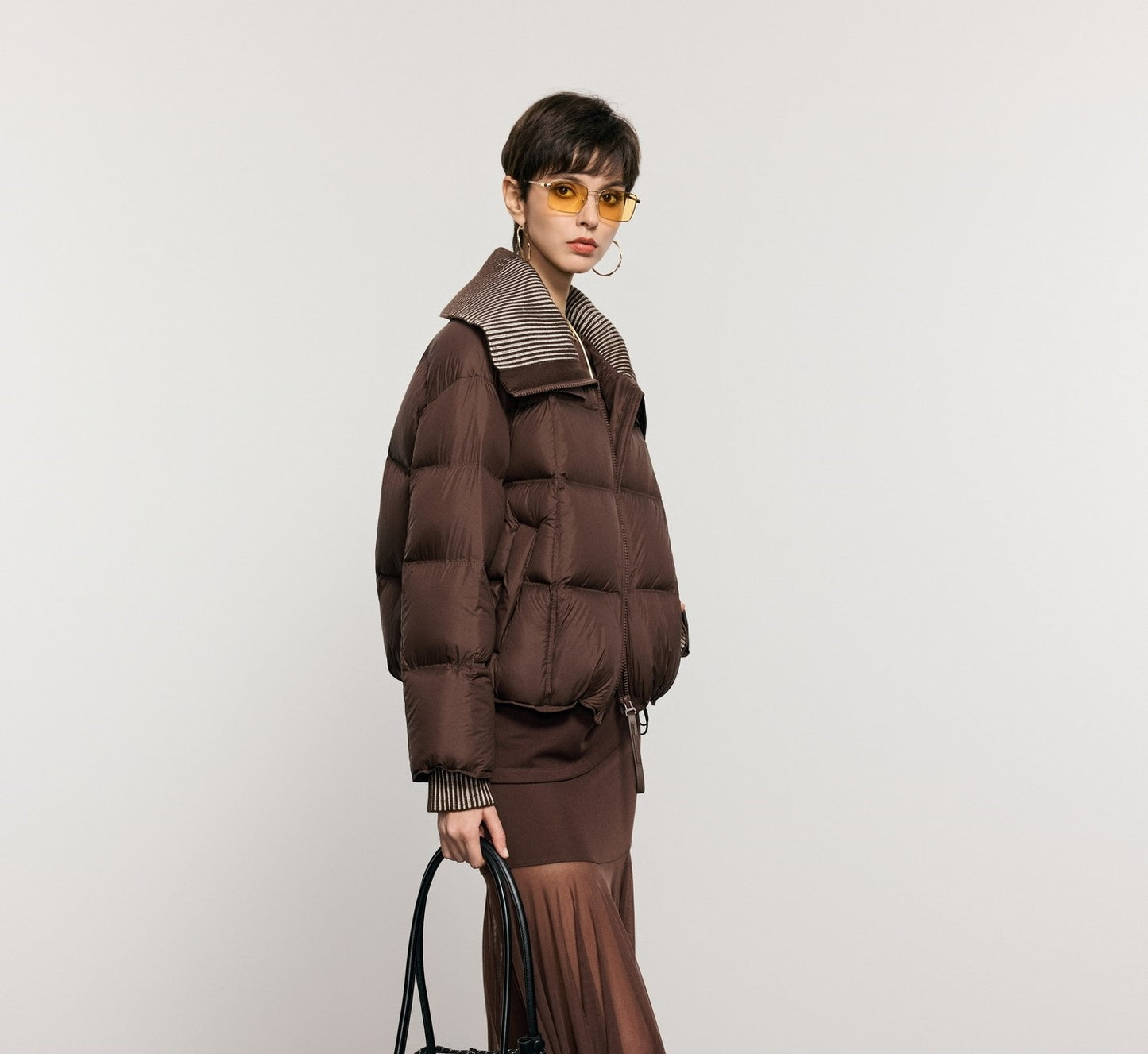 ANNASPEAK Lightweight Wool Collar Short Down Jacket-PANP.