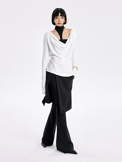 TINY IN Smock Swing Neck Knit T-Shirt Worn Front and Back-ROX.
