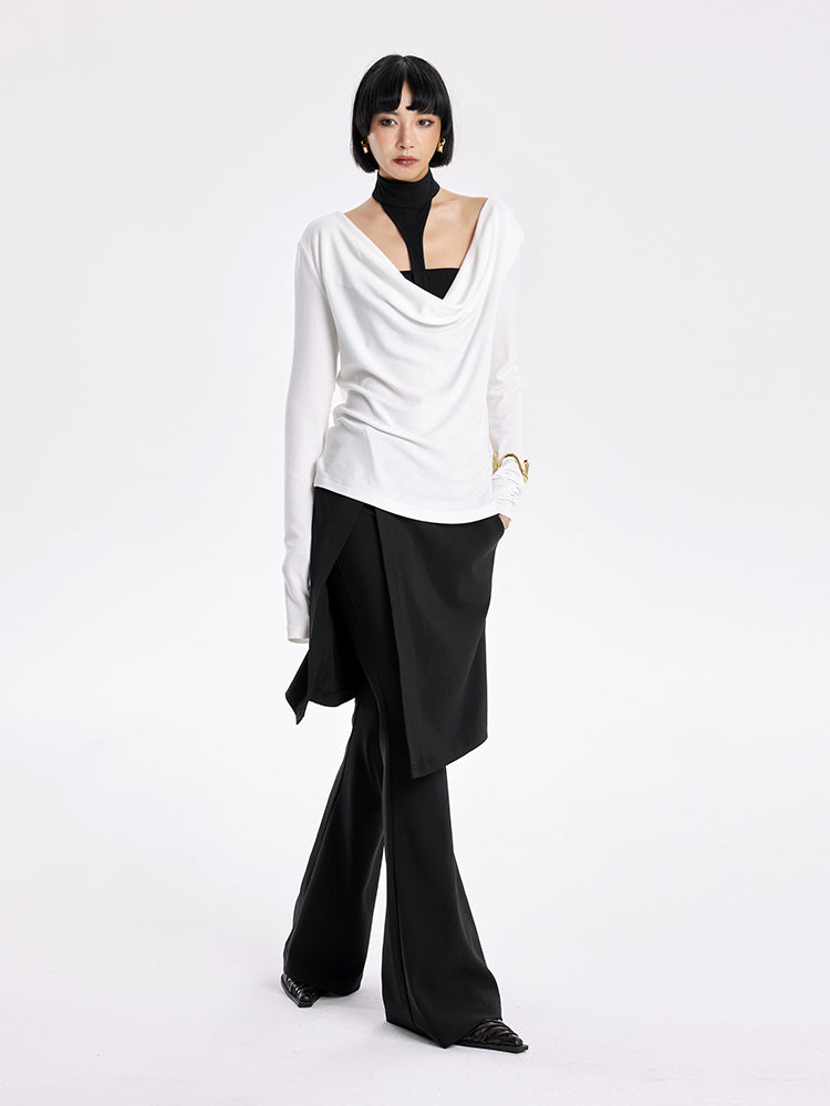 TINY IN Swing Neck Smock Irregular Knit Top - ROX