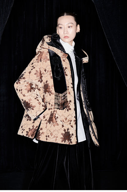 M essential Mackay drop-off jacquard crochet-embroidered hooded puffer jacket - all apere.