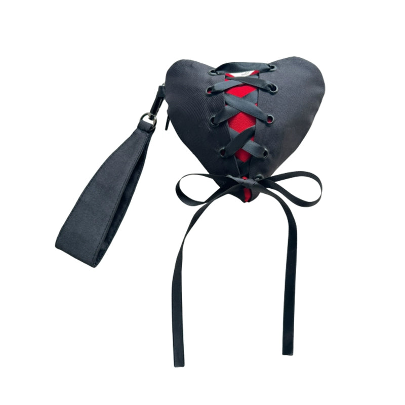 Le Palais Vintage Luxury Valentine's Day Black and Red Heart Strappy Mini Pouch-Rexona