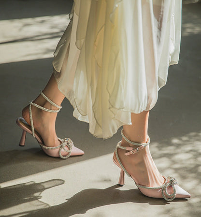 SHOESZOOO Strap French Pointed-toe Stiletto Heel- MEDIA.