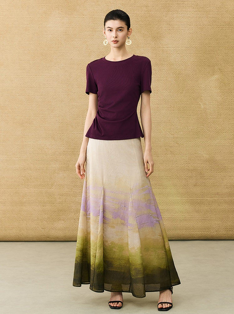 HECO Chinese Style Waist Shirred Knit Slim Stretch Top- STIQE.