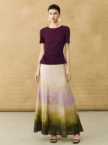 HECO Chinese Style Waist Shirred Knit Slim Stretch Top- STIQE.