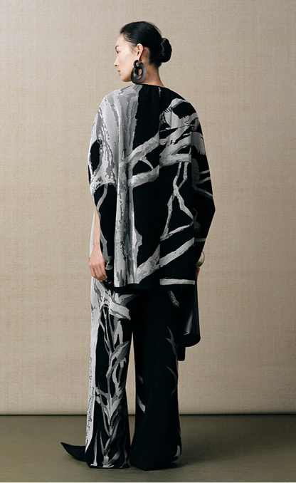 ZHUCHONGYUN V-neck knitted short-sleeved top and pant outfit set-DING.